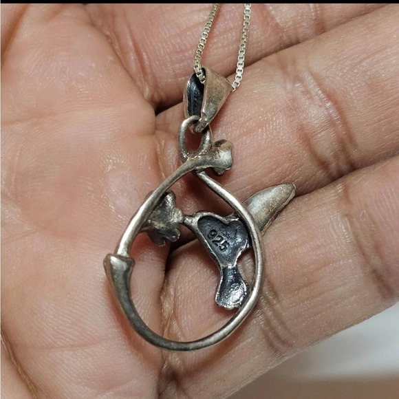 Sterling Silver 925 Infinity Hummingbird Pendant  On 18 Inch Long Box Link Chain - Picture 6 of 9